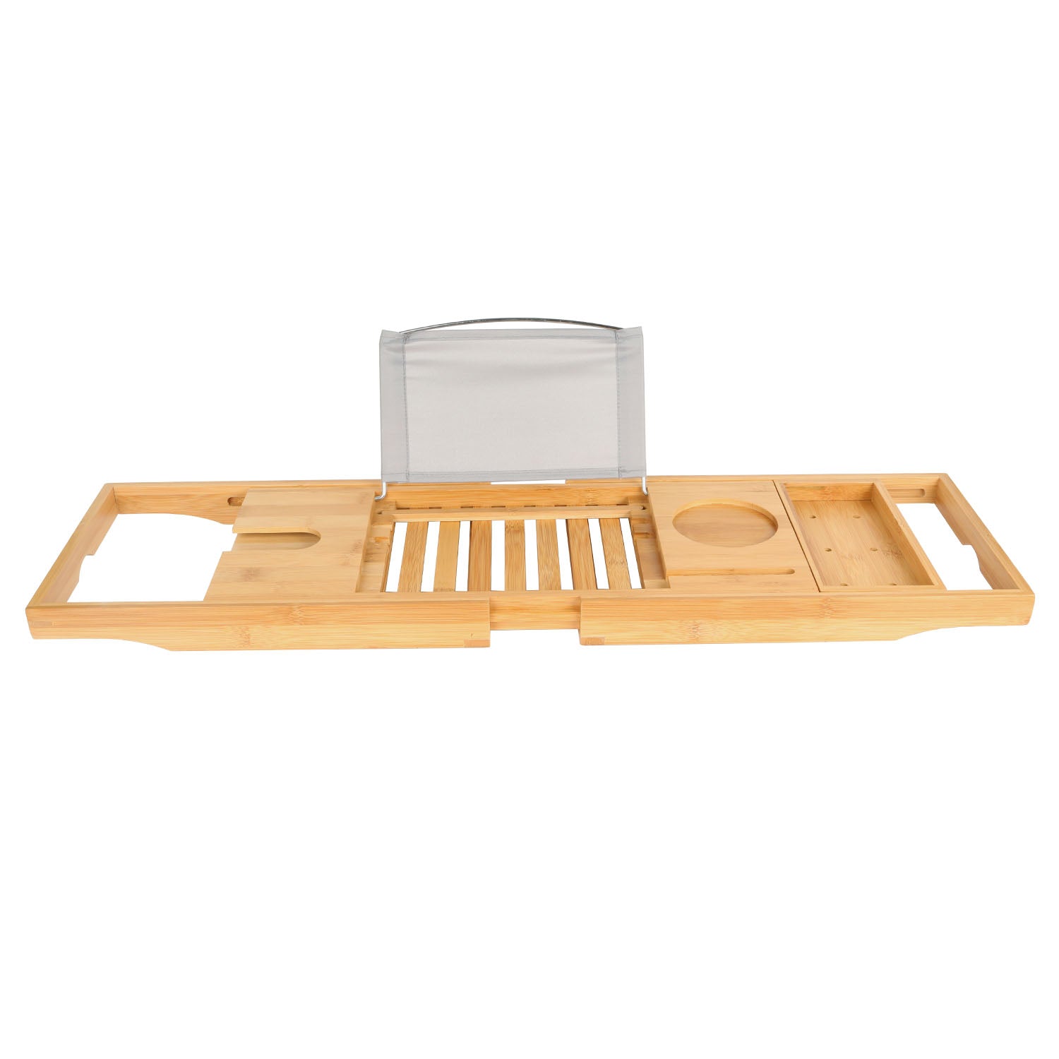 Bamboo Bathtub Caddy Tray with Wine Holder